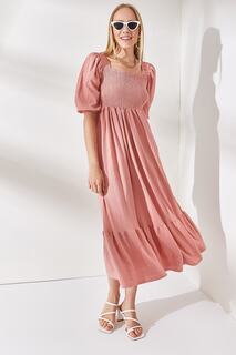 Женское розовое повседневное платье миди с потайной отделкой Olalook, розовый