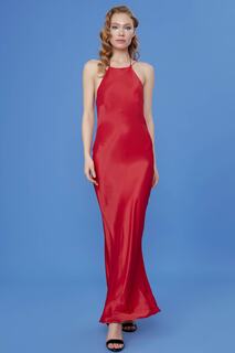 Атласное платье с веревочными бретелями Vitrin, красный