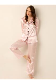 Атласный пижамный комплект с длинными рукавами Doremi, розовый