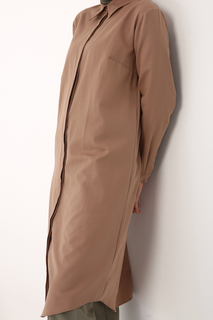 Базовая длинная рубашка из норки со скрытой планкой ALLDAY, коричневый
