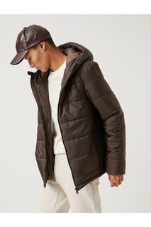 Базовая куртка-пуховик с капюшоном и карманами, водонепроницаемая молния Koton, коричневый