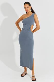 Женское серое платье макси с разрезом на одно плечо B2629 Cool &amp; Sexy, серый