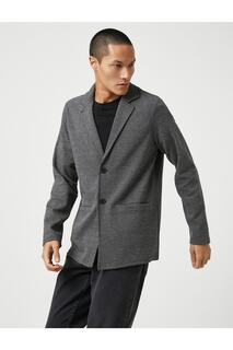 Базовая куртка с широким воротником и карманом на пуговицах Koton, серый