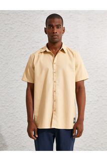 Базовая рубашка из смесового льна с коротким рукавом Koton, желтый