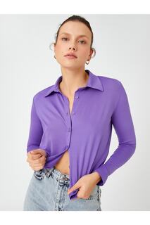 Базовая рубашка на пуговицах Koton, фиолетовый