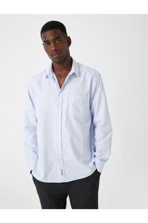 Базовая рубашка Классический воротник с карманами Без железа Koton, синий
