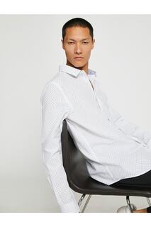 Базовая рубашка Slim Fit с классическим воротником и длинным рукавом Koton, белый