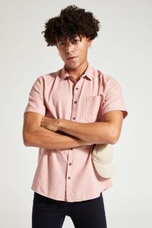 Базовая рубашка Slim Fit с короткими рукавами DeFacto, розовый