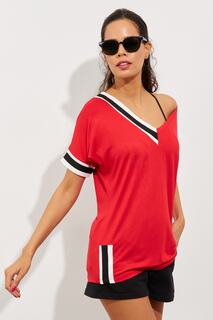 Женская красная контрастная футболка ST396 Cool &amp; Sexy, красный