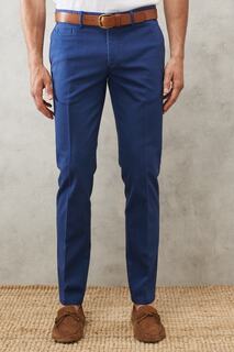 Мужские повседневные гибкие брюки узкого кроя добби с боковым карманом цвета индиго AC&amp;Co Altinyildiz Classics, темно-синий