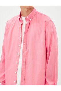 Базовая рубашка с классическим воротником на пуговицах, хлопок Koton, розовый