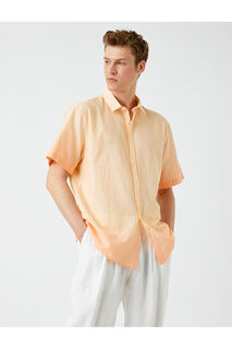 Базовая рубашка с коротким рукавом и классическими пуговицами воротника Koton, оранжевый