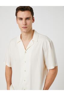 Базовая рубашка с отложным воротником и короткими рукавами Ecovero Viscose Koton, экрю
