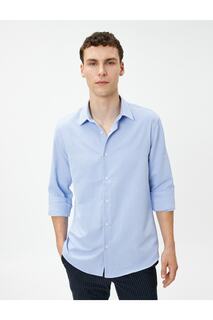 Базовая рубашка с классическим воротником и длинными рукавами, на пуговицах, без железа Koton, синий