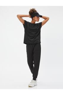 Базовая спортивная футболка Relax Fit с прострочкой Koton, черный