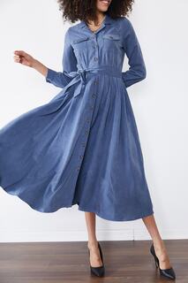 Женское синее платье-хиджаб на пуговицах 1KZK6-11411-12 XHAN, темно-синий
