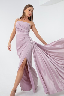 Женское сиреневое атласное вечернее платье и выпускное платье на одно плечо Lafaba, фиолетовый