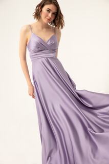 Женское сиреневое атласное длинное вечернее платье с поясом на талии и выпускное платье Lafaba, фиолетовый