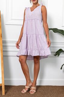 Женское сиреневое платье без рукавов с v-образным вырезом и завязками на плечах armonika, фиолетовый