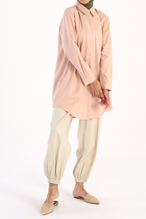 Базовая туника-рубашка с потайной планкой под пудрой ALLDAY, розовый