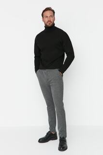 Мужские трикотажные брюки стандартного/нормального кроя антрацитового цвета Trendyol, серый