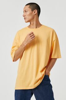 Базовая футболка оверсайз с круглым вырезом и коротким рукавом Koton, оранжевый