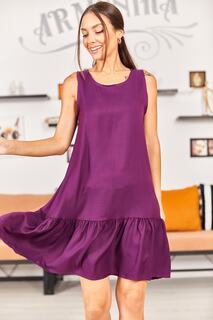 Женское сливовое платье с юбкой без рукавов и оборками armonika, фиолетовый