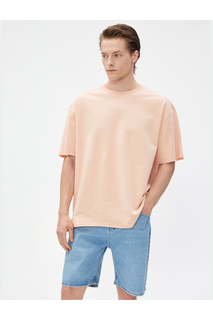 Базовая футболка оверсайз с круглым вырезом и коротким рукавом Koton, розовый