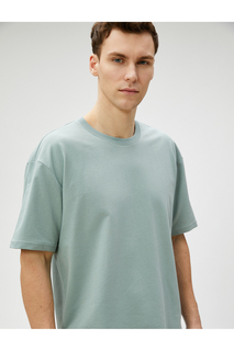Базовая футболка оверсайз с круглым вырезом и короткими рукавами, хлопок Koton, хаки