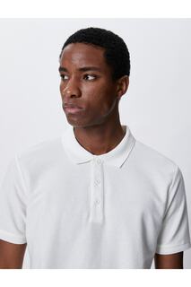 Базовая футболка с воротником поло и пуговицами с коротким рукавом Koton, экрю