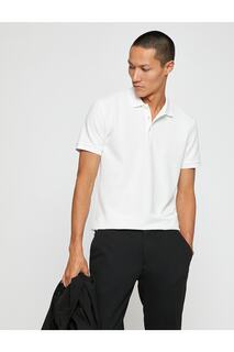 Базовая футболка с воротником-поло на пуговицах Koton, белый
