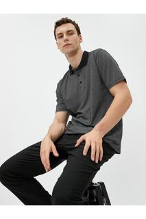 Базовая футболка с воротником-поло на пуговицах с коротким рукавом Koton, серый