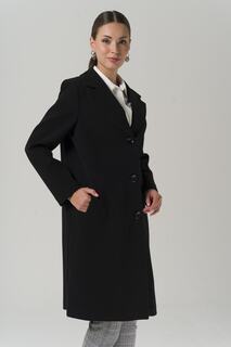 Мужское пальто больших размеров с воротником на пуговицах, черное 3857 Olcay, черный