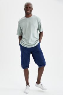 Мужские шорты-капри стандартного кроя цвета индиго N6621AZ21SM DeFacto, темно-синий