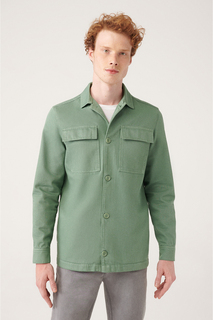 Мужское зеленое цветное пальто повседневного покроя с закрытыми карманами комфортного кроя Avva, зеленый