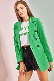 Женская куртка из атласа с круглыми пуговицами Bianco Lucci, зеленый