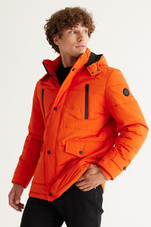 Мужское оранжевое пальто стандартной посадки с воротником-стойкой и воротником-стойкой для зимнего холода AC&amp;Co/Altınyıldız Classics AC&amp;Co Altinyildiz Classics, оранжевый