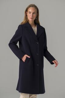 Мужское пальто больших размеров на пуговицах с воротником темно-синее 3857 Olcay, темно-синий