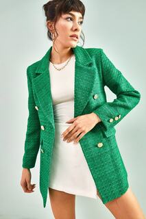 Женская куртка на пуговицах с рисунком Bianco Lucci, зеленый