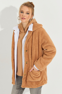 Женская куртка тедди светло-коричневого цвета Cool &amp; Sexy, коричневый