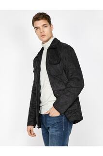 Мужское черное пальто с карманами 9KAM21126NW Koton, черный