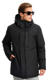 Мужское черное зимнее пальто, пальто и парка со съемным водо- и ветрозащитным капюшоном на флисовой подкладке River Club, черный