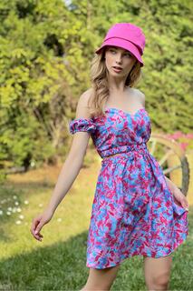 Женское тканое платье цвета фуксии с вырезом в форме сердца и глубоким вырезом на спине с узором на спине ALC-X8879 Trend Alaçatı Stili, фиолетовый