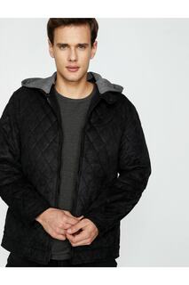 Мужское пальто с капюшоном Koton, черный