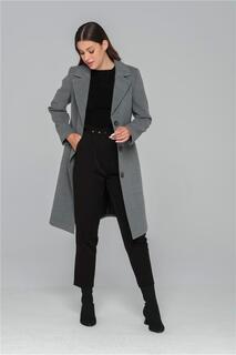 Мужское пальто с воротником на пуговицах серое 3856 Olcay, серый
