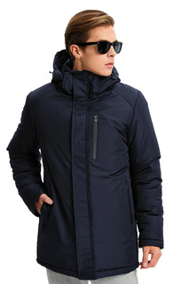 Мужское темно-синее ветрозащитное зимнее пальто, пальто и парка со съемным капюшоном на флисовой подкладке River Club, темно-синий