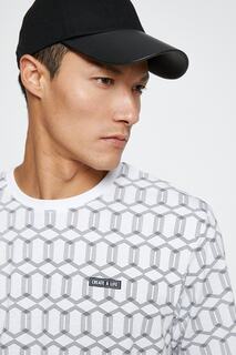 Базовая футболка с круглым вырезом и принтом с геометрическим узором Koton, белый