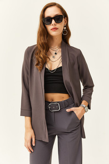 Женская куртка-атлас дымчатого цвета с шалевым воротником Olalook, серый