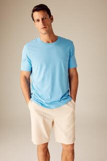 Базовая футболка стандартного кроя с круглым вырезом и короткими рукавами из 100 % хлопка DeFacto, синий