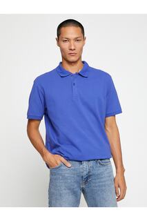 Базовая футболка узкого кроя с воротником-поло на пуговицах Koton, фиолетовый